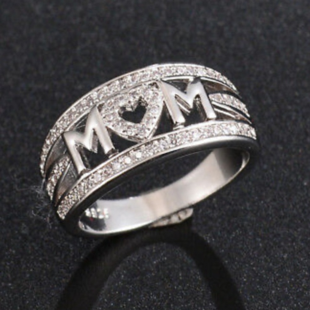 NEW Elegant Mother 925 Silver White Sapphire Ring - Picture 3 of 3